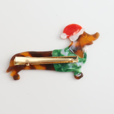 Red Cuckoo Hair Clip Xmas Dog