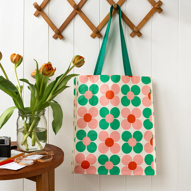 Shopping bag Daisy pink/green