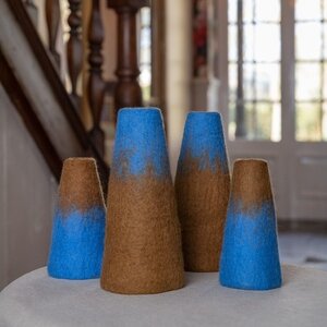 Sjaal met Verhaal Filz-Vase Small blauw/bruin