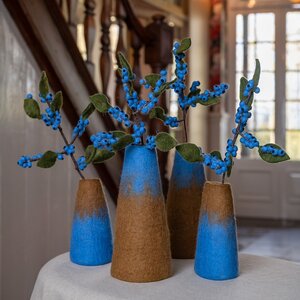 Sjaal met Verhaal Felt Vase Medium blauw/bruin