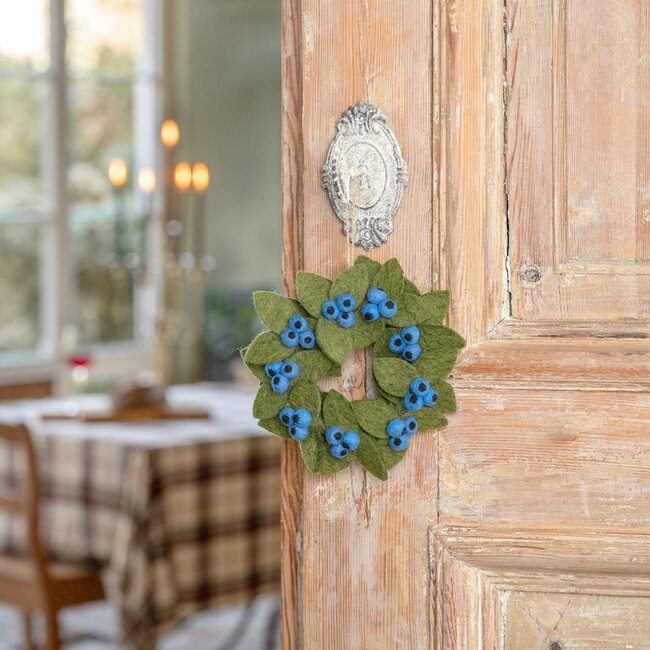 Wreath Bes Blauw medium