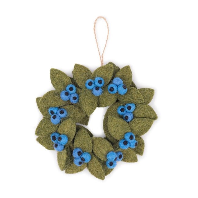 Wreath Bes Blauw medium