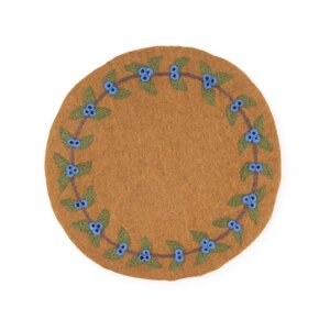 Sjaal met Verhaal Felt coaster 35 cm rond Bes Blauw