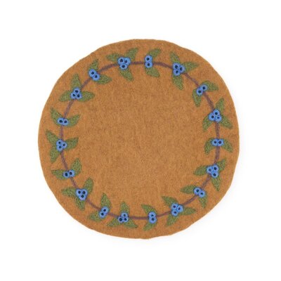 Sjaal met Verhaal Felt coaster 35 cm rond Bes Blauw