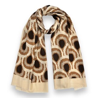 M&K Collection Scarf Wool Mix Peacock cream
