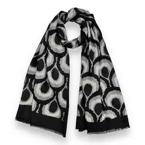 M&K Collection Scarf Wool Mix Peacock black