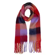 Pure & Cozy Schal Wool Mix Soft Checked with Tassel berry