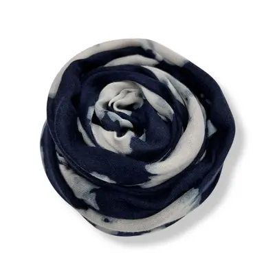 M&K Collection Scarf Soft Winter Leaf navy