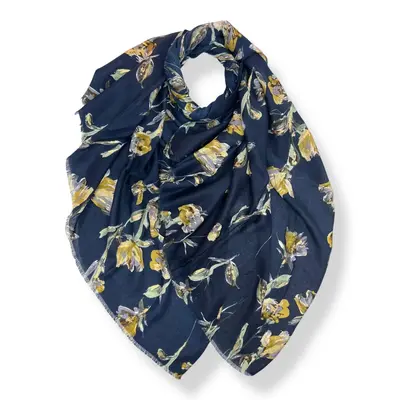 M&K Collection Scarf Jasmine Flower navy