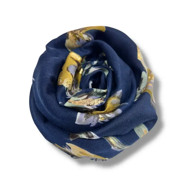 Scarf Jasmine Flower navy