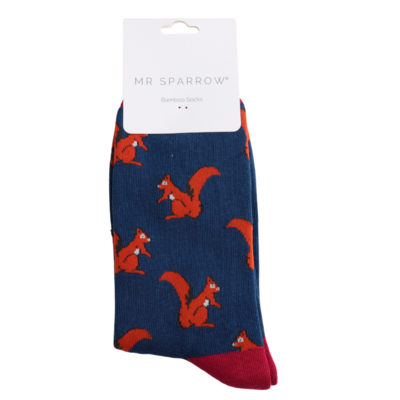 Miss Sparrow Männer-Socken Bamboo Squirrels navy