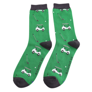 Miss Sparrow Mens Socks Bamboo Golfing green