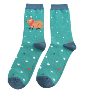 Miss Sparrow Männer-Socken Bamboo Christmas Capybara