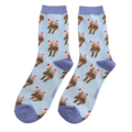 Miss Sparrow Socks Bamboo Festive Otters powder blue