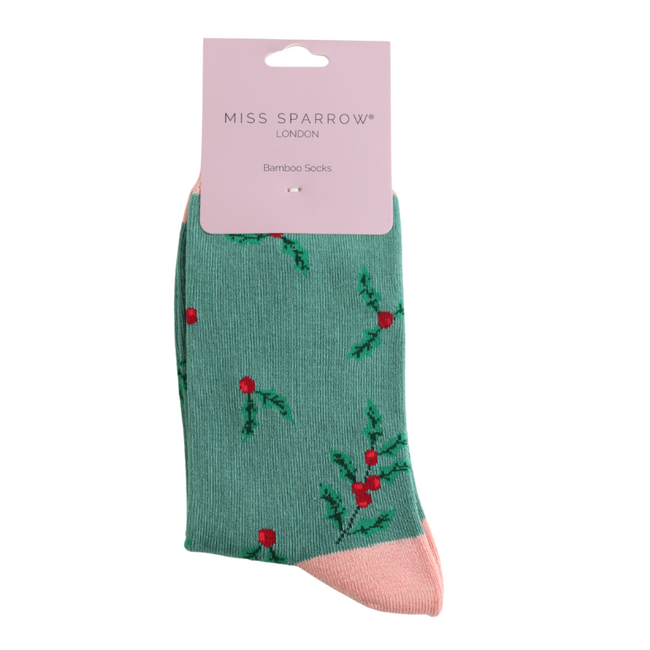 Socks Bamboo Holly Sprigs green