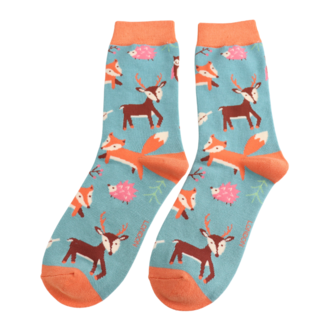 Miss Sparrow Socken Bamboo Woodland Animals duck egg