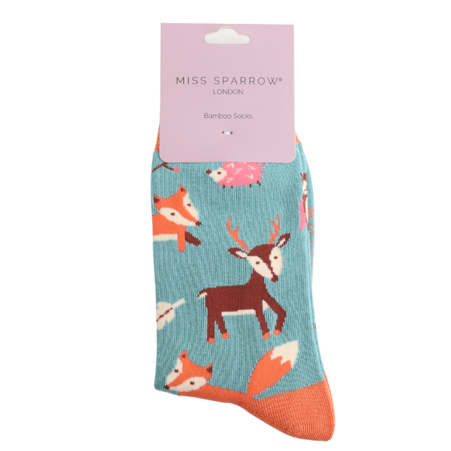 Socken Bamboo Woodland Animals duck egg