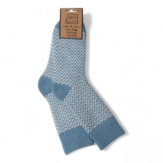 Jess & Lou Socken Ribbed Herringbone cornflower