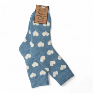 Jess & Lou Socks Ribbed Hearts cornflower