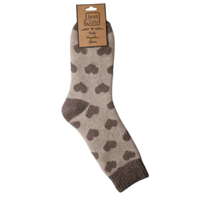 Jess & Lou Socks Ribbed Heart cappuccino