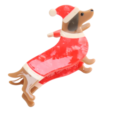 Red Cuckoo Haarklammer Xmas Sausage Dog