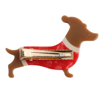 Red Cuckoo Haarclip Xmas Sausage Dog