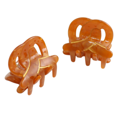 Red Cuckoo Hair Claw Clips Pretzel Set of 2
