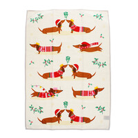 Rex London Tea towel Festive Sausage Dog
