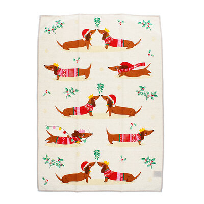 Rex London Tea towel Festive Sausage Dog