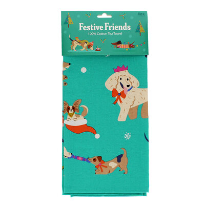 Rex London Tea towel Festive Friends