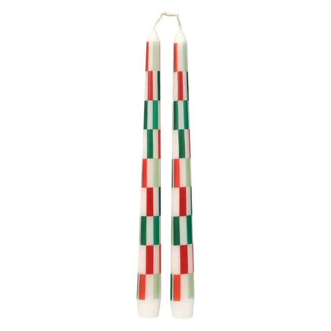 Dinner Kerzen Check red/green