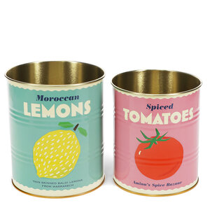 Rex London Storage Tins Lemon and Tomato Set of 2