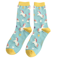 Miss Sparrow Socks Bamboo Unicorns duck egg