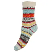 Joya Socken Wollmix Scandi pale blue/cream/red
