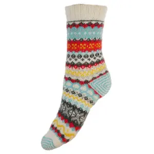 Joya Socks Woolmix Scandi pale blue/cream/red