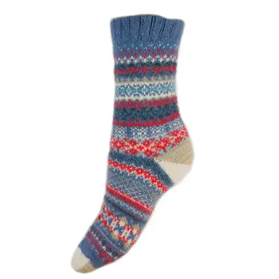 Gemjar Socken Wollmix Scandi blue/cream/red