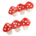 Red Cuckoo Hair Clips Mushrooms Set of 2