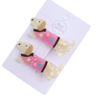 Red Cuckoo Hair Clips Dog Set of 2