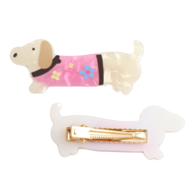 Red Cuckoo Hair Clips Dog Set of 2