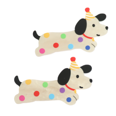 Red Cuckoo Hair Clips B-Day Dog Set of 2