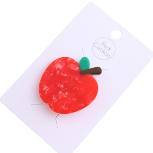 Red Cuckoo Hair Clip Apple