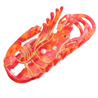 Red Cuckoo Hair Claw Clip Lobster