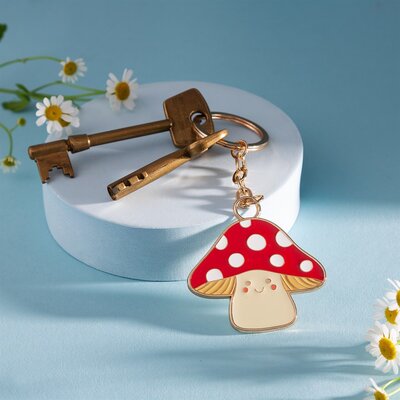 Sass & Belle Keyring Enamel Mushroom