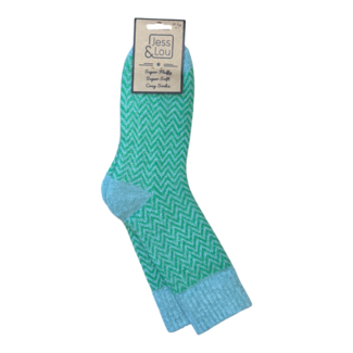 Jess & Lou Socks Ribbed Herringbone green