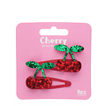 Rex London Hair Clips Glitter Cherry