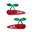 Hair Clips Glitter Cherry