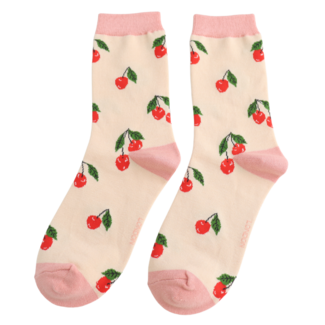 Miss Sparrow Socks Bamboo Cherries cream