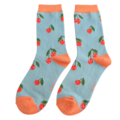 Miss Sparrow Socken Bamboo Cherries duck egg