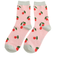 Miss Sparrow Socks Bamboo Cherries pale pink