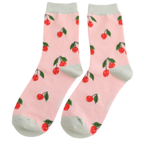 Miss Sparrow Socken Bamboo Cherries pale pink